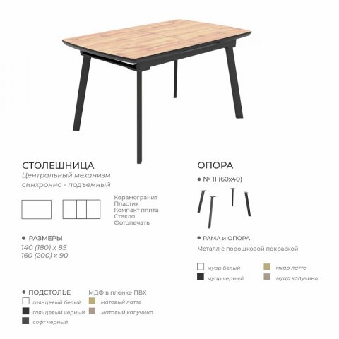 Стол Зевс Модерн стекло/керамика/компакт плита/пластик ( раскладка автомат) - мебель Paradise в Орле