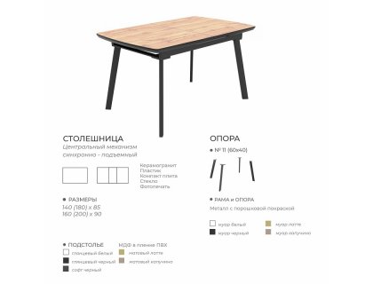 Стол Зевс Модерн стекло/керамика/компакт плита/пластик ( раскладка автомат) - мебель Paradise в Орле