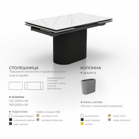 Стол Осирис (керамика/пластик/компакт плита/стекло) - мебель Парадиз в Орле