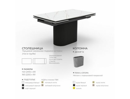Стол Осирис (керамика/пластик/компакт плита/стекло) - мебель Парадиз в Орле