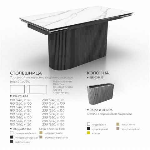 Стол Осирис (керамика/пластик/компакт плита/стекло) - мебель Парадиз в Орле
