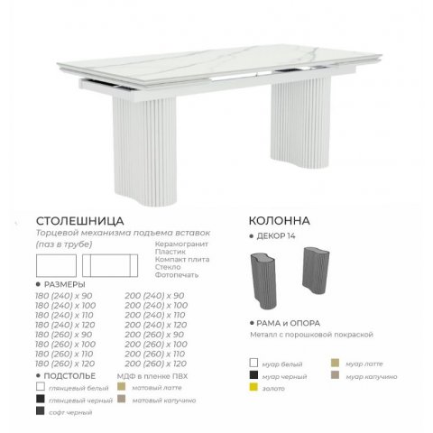 Стол Осирис (керамика/пластик/компакт плита/стекло) - мебель Парадиз в Орле