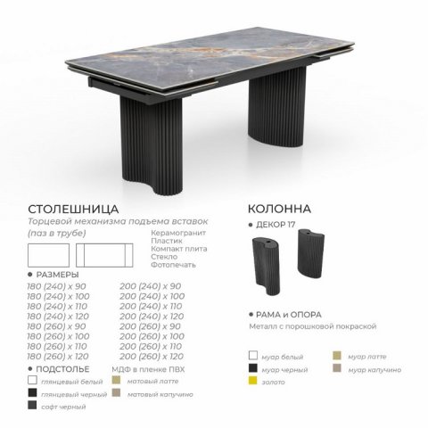 Стол Осирис (керамика/пластик/компакт плита/стекло) - мебель Парадиз в Орле