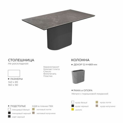 Стол Осирис (керамика/пластик/компакт плита/стекло) - мебель Парадиз в Орле