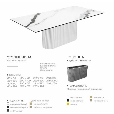 Стол Осирис (керамика/пластик/компакт плита/стекло) - мебель Парадиз в Орле