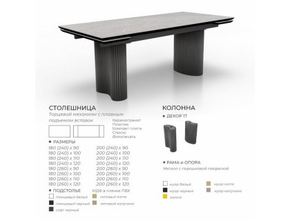 Стол Джорджио керамика/компакт плита/стекло/пластик - мебель Парадиз в Орле