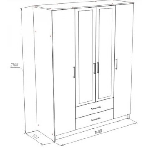 Шкаф 4-дверный с зеркалом Бланка (НК-М) - мебель Paradise в Орле
