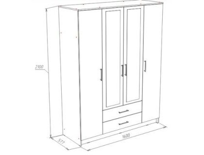 Шкаф 4-дверный с зеркалом Бланка (НК-М) - мебель Paradise в Орле