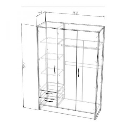 Hugo Шкаф 3-х дверный (НК-М) - мебель Paradise в Орле