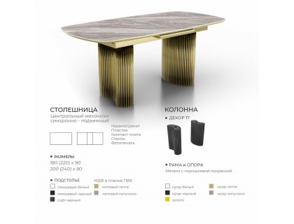 Стол Адинис автомат  керамика/пластик/компакт плита/стекло - мебель Paradise в Орле