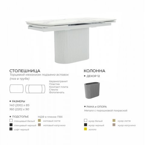 Стол Аквилон (керамика/пластик/компакт плита/стекло) - мебель Paradise в Орле