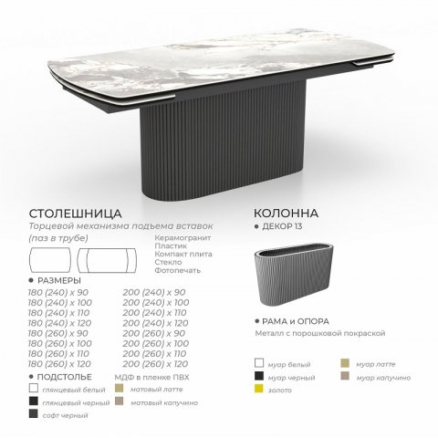 Стол Аквилон (керамика/пластик/компакт плита/стекло) - мебель Paradise в Орле
