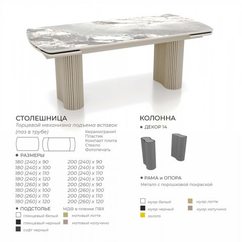 Стол Аквилон (керамика/пластик/компакт плита/стекло) - мебель Paradise в Орле