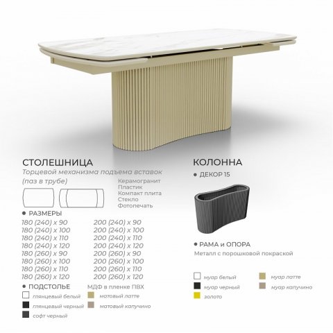 Стол Аквилон (керамика/пластик/компакт плита/стекло) - мебель Paradise в Орле