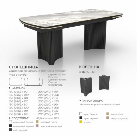 Стол Аквилон (керамика/пластик/компакт плита/стекло) - мебель Paradise в Орле