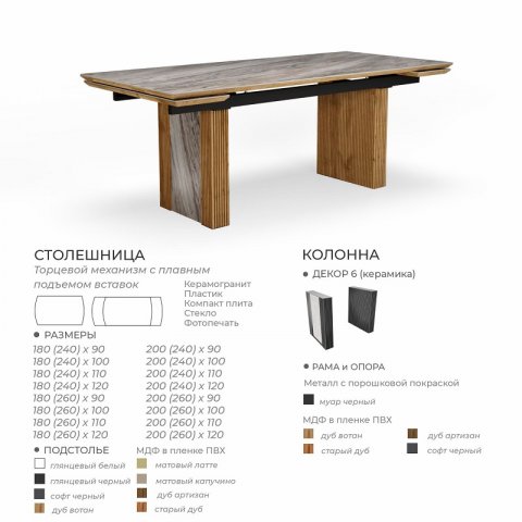Стол Джорджио керамика/компакт плита/стекло/пластик - мебель Paradise в Орле