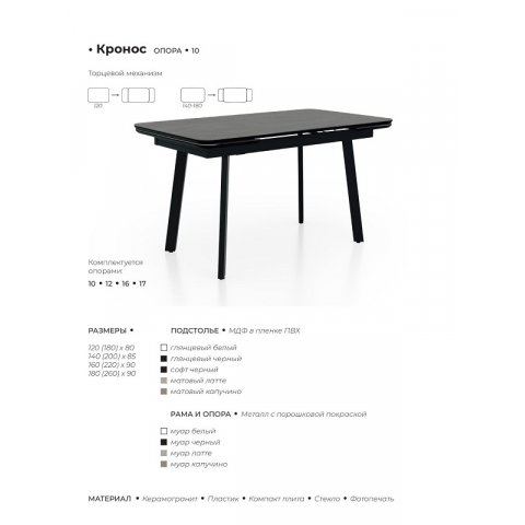 Стол Кронос-П / Кронос-Люкс ПРО (стекло/пластик/керамика/компакт-плита) - мебель Paradise в Орле