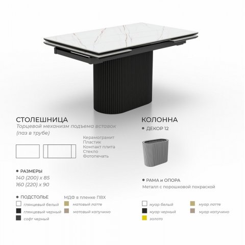 Стол Осирис (керамика/пластик/компакт плита/стекло) - мебель Paradise в Орле