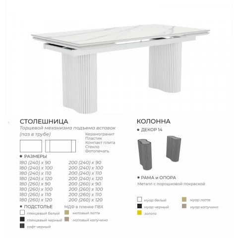 Стол Осирис (керамика/пластик/компакт плита/стекло) - мебель Paradise в Орле