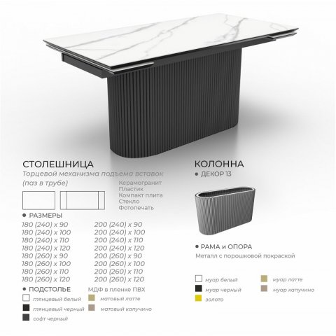 Стол Осирис (керамика/пластик/компакт плита/стекло) - мебель Paradise в Орле