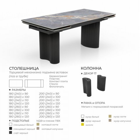 Стол Осирис (керамика/пластик/компакт плита/стекло) - мебель Paradise в Орле