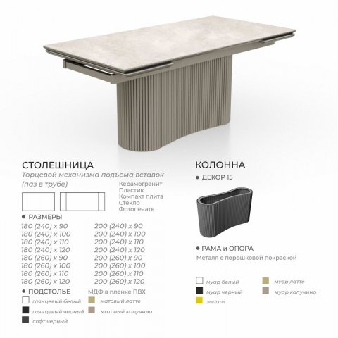 Стол Осирис (керамика/пластик/компакт плита/стекло) - мебель Paradise в Орле