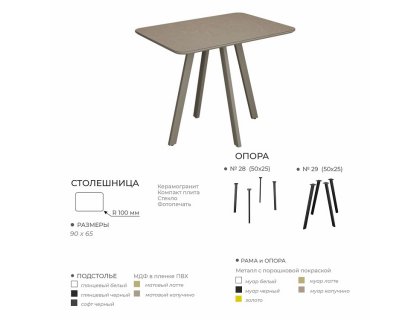 Стол Перум (стекло, керамика, компакт плита) - мебель Парадиз в Орле