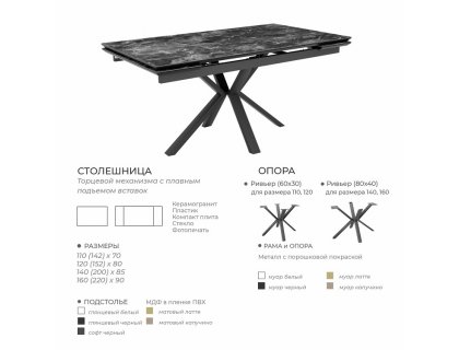 Стол Ривьер (керамика, пластик, компакт плита/ стекло (однотон или фотопечать) - мебель Paradise в Орле